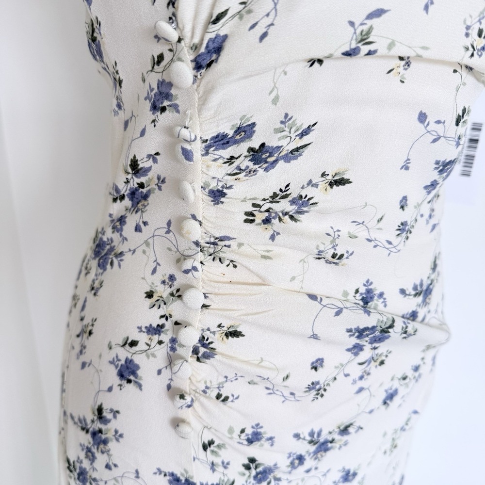 NWT Reformation Frasier Dress Madeline Floral Ruched Side Slit Midi Size 0 NEW - Picture 4 of 14